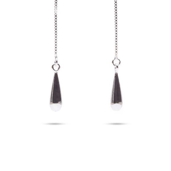 MILLENNE Minimal Droplet Silver Threader Earrings with 925 Sterling Silver