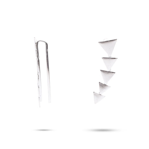 MILLENNE Millennia 2000 Triangle Silver Ear Pins with 925 Sterling Silver