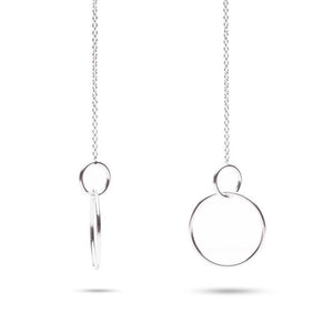 MILLENNE Minimal Circle Links Silver Threader Earrings with 925 Sterling Silver