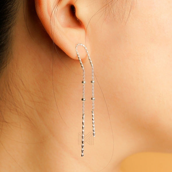 MILLENNE Minimal Inverted U Silver Threader Earrings with 925 Sterling Silver