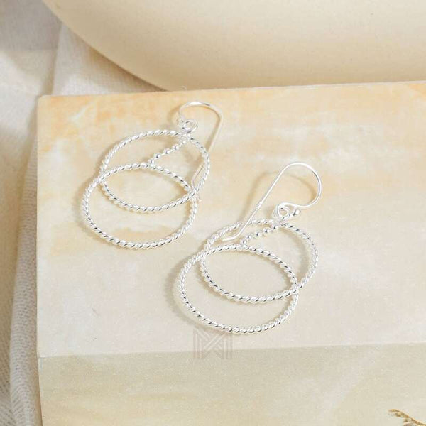 MILLENNE Millennia 2000 Circle Links Hook Silver Dangle Earrings with 925 Sterling Silver