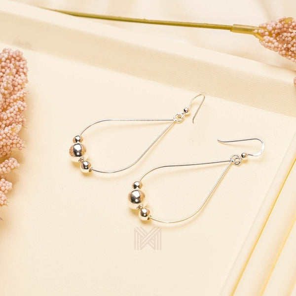 MILLENNE Minimal Pear Shape Wire Hoop with Ball Hook Silver Hook Earrings with 925 Sterling Silver