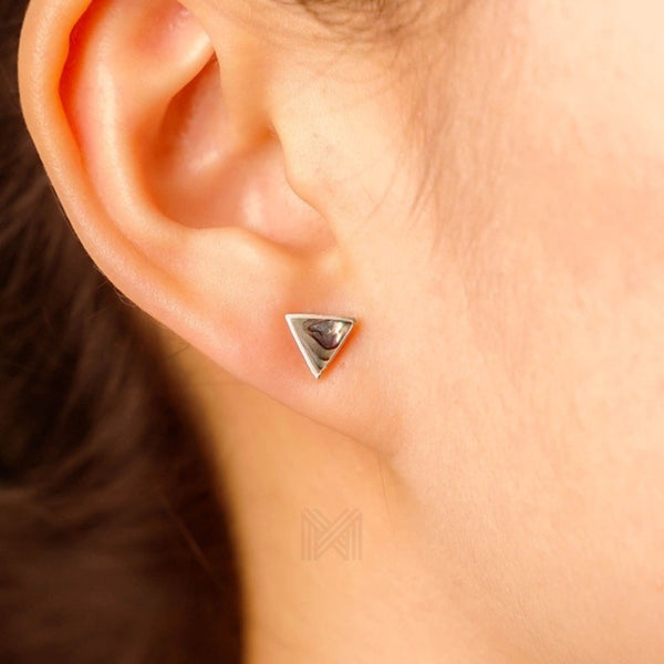 MILLENNE Millennia 2000 Abalone Shell Triangle Silver Stud Earrings with 925 Sterling Silver