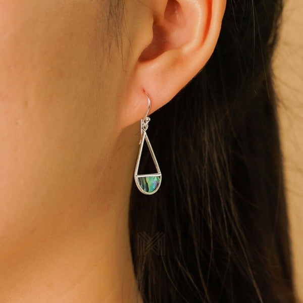MILLENNE Minimal Abalone Shell Hook, Decorated with Shell  Silver Hook Earrings with 925 Sterling Silver