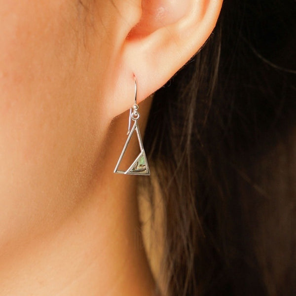 MILLENNE Minimal Abalone Shell Triangle Hook, Decorated with Shell  Silver Hook Earrings with 925 Sterling Silver
