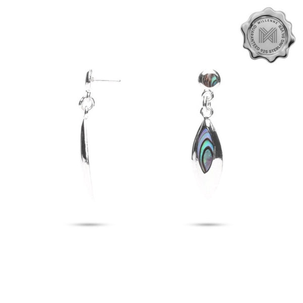 MILLENNE Millennia 2000 Abalone Shell Beaded Silver Drop Earrings with 925 Sterling Silver