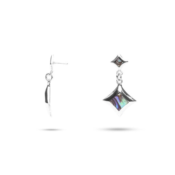 MILLENNE Millennia 2000 Abalone Shell Rhombus Silver Drop Earrings with 925 Sterling Silver