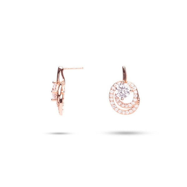 MILLENNE Made For The Night Swirl with Stones Cubic Zirconia Rose Gold Stud Earrings with 925 Sterling Silver