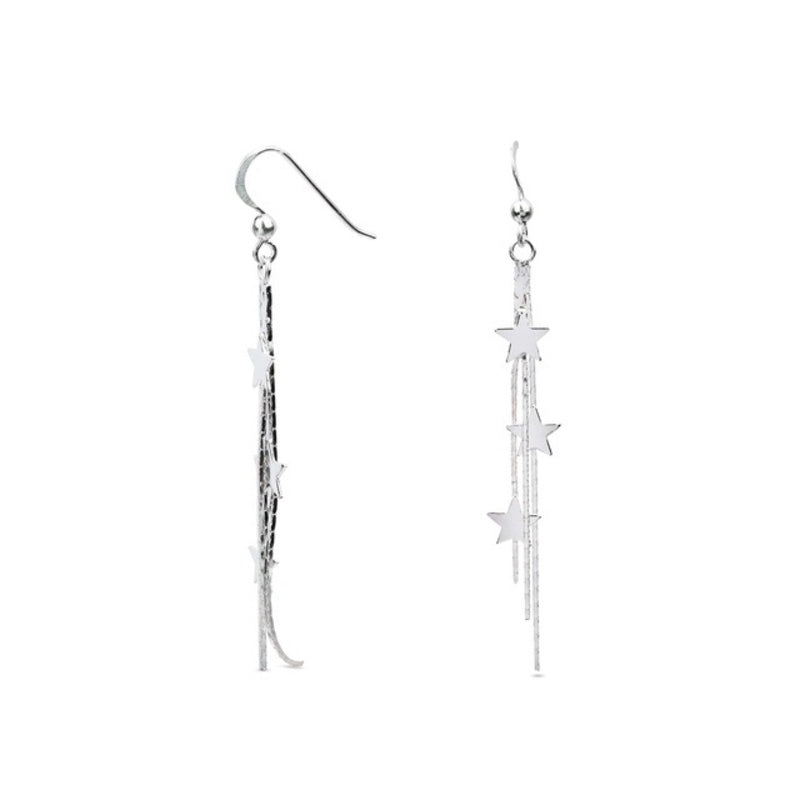 MILLENNE Millennia 2000 Scattered Stars Dangling White Gold Drop Earrings with 925 Sterling Silver