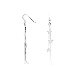 MILLENNE Millennia 2000 Scattered Stars Dangling White Gold Drop Earrings with 925 Sterling Silver