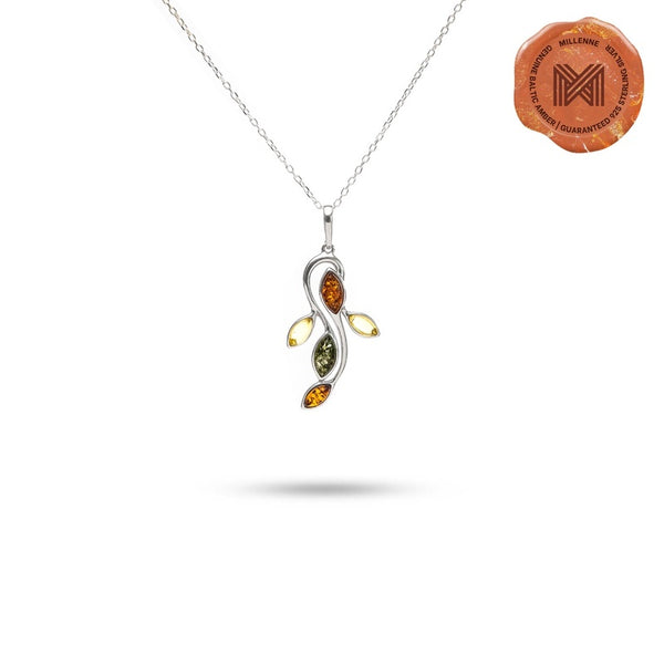 MILLENNE Multifaceted Baltic Amber Sea Creature Silver Pendant with 925 Sterling Silver