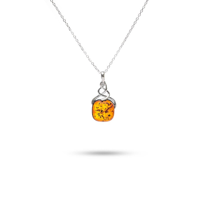 MILLENNE Multifaceted Baltic Amber Twine Silver Pendant with 925 Sterling Silver