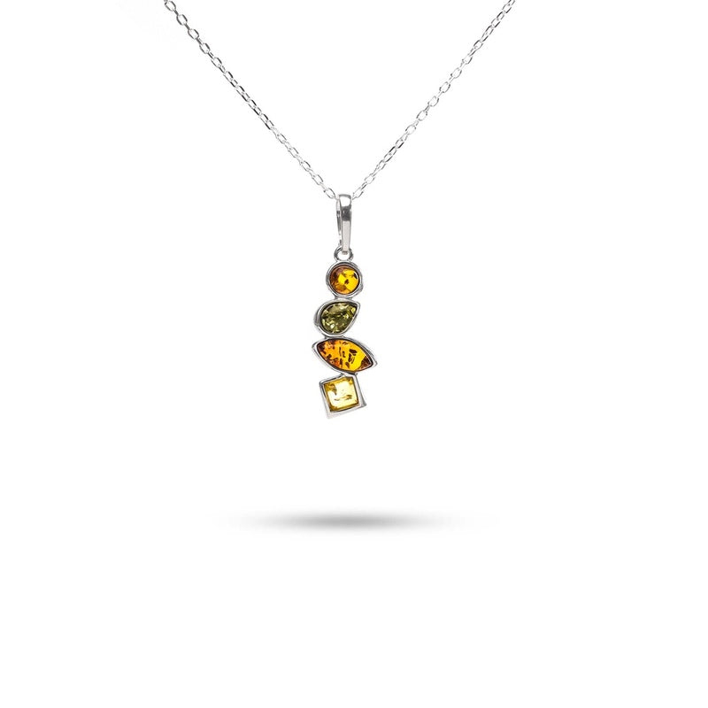 MILLENNE Multifaceted Baltic Amber Rhytymic Silver Pendant with 925 Sterling Silver