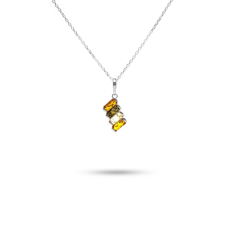 MILLENNE Multifaceted Baltic Amber Xylophone Silver Pendant with 925 Sterling Silver