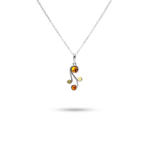 MILLENNE Multifaceted Baltic Amber Curvaceous Silver Pendant with 925 Sterling Silver
