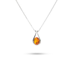 MILLENNE Multifaceted Baltic Amber Dew Drop Silver Pendant with 925 Sterling Silver