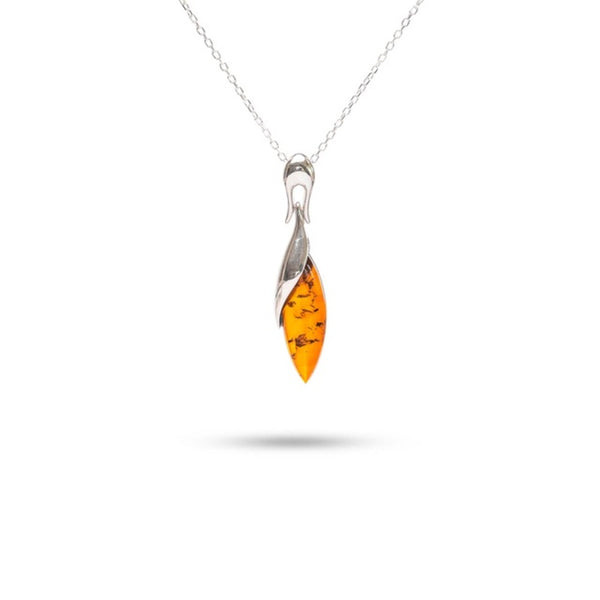 MILLENNE Multifaceted Baltic Amber Mystique Drop Silver Pendant with 925 Sterling Silver