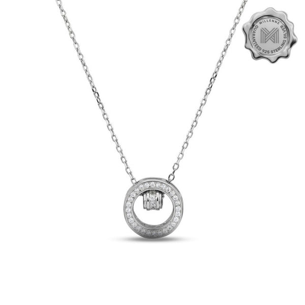 MILLENNE Made For The Night Centre of the Universe Cubic Zirconia Rhodium Necklace with 925 Sterling Silver
