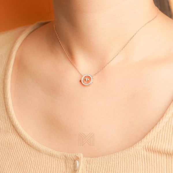 MILLENNE Made For The Night Centre of the Universe Cubic Zirconia Rose Gold Necklace with 925 Sterling Silver