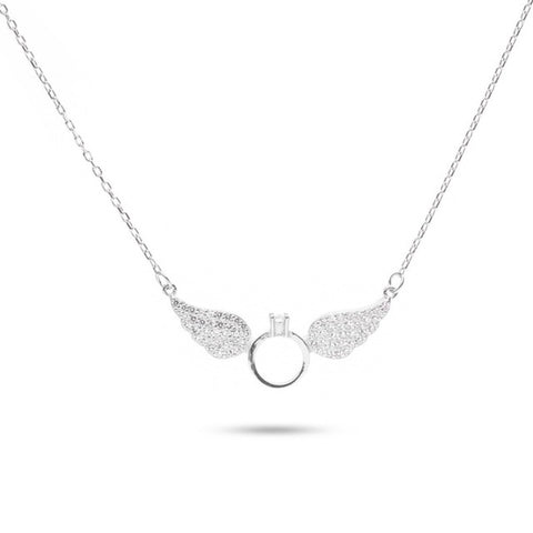 MILLENNE Millennia 2000 Angel Wings Cubic Zirconia Silver Necklace with 925 Sterling Silver