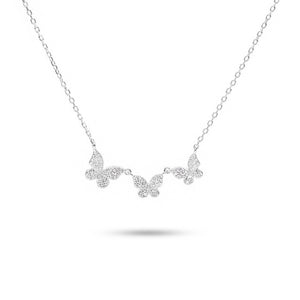 MILLENNE Millennia 2000 Butterfly Cubic Zirconia Silver Necklace with 925 Sterling Silver