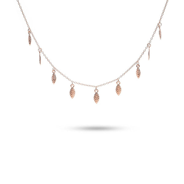 MILLENNE Millennia 2000 Bohemian Leaf Rose Gold Necklace with 925 Sterling Silver