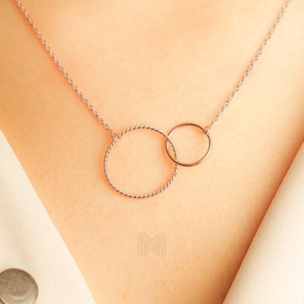MILLENNE Minimal Double Karma Rose Gold Necklace with 925 Sterling Silver