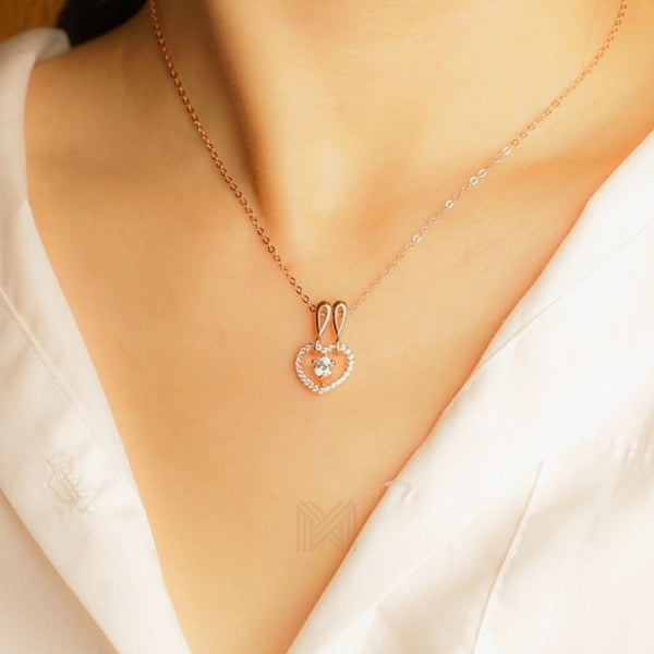 MILLENNE Made For The Night Double Hoop Heart Cubic Zirconia Rose Gold Necklace with 925 Sterling Silver