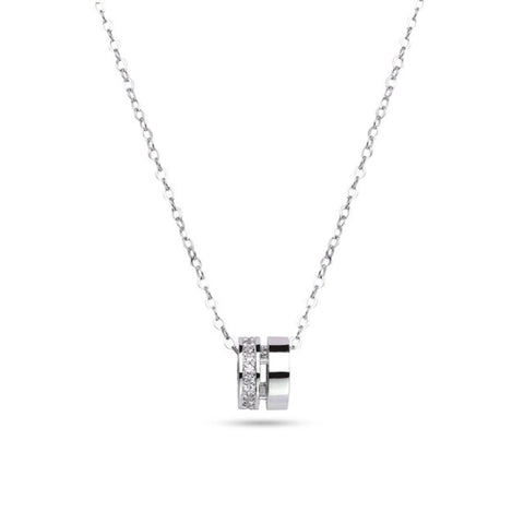 MILLENNE Made For The Night The Perfect Duo Cubic Zirconia White Gold Necklace with 925 Sterling Silver