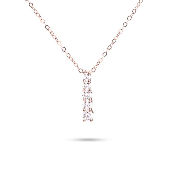 MILLENNE Made For The Night Quintuple Diamond Cubic Zirconia Rose Gold Necklace with 925 Sterling Silver