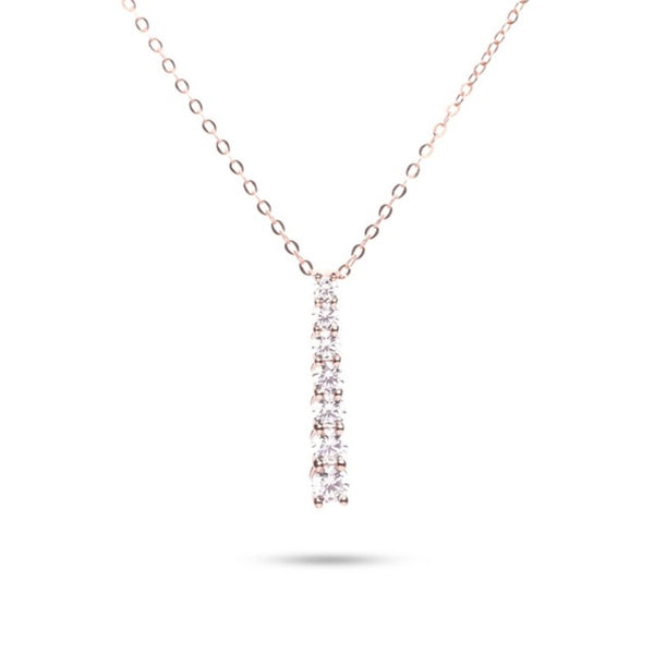 MILLENNE Made For The Night Graduated Diamond Bar Cubic Zirconia Rose Gold Necklace with 925 Sterling Silver