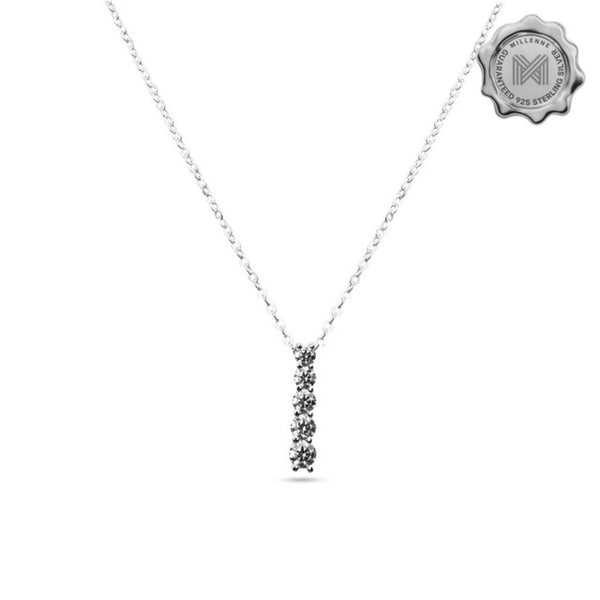 MILLENNE Made For The Night Quintuple Diamond Cubic Zirconia White Gold Necklace with 925 Sterling Silver