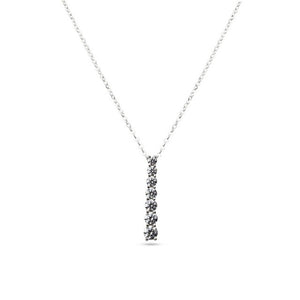 MILLENNE Made For The Night Graduated Diamond Bar Cubic Zirconia White Gold Necklace with 925 Sterling Silver