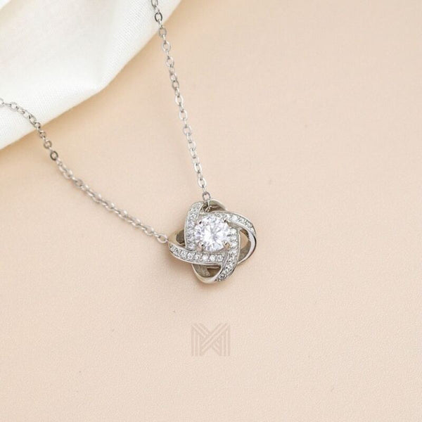 MILLENNE Made For The Night Diamonds are Forever Cubic Zirconia White Gold Necklace with 925 Sterling Silver