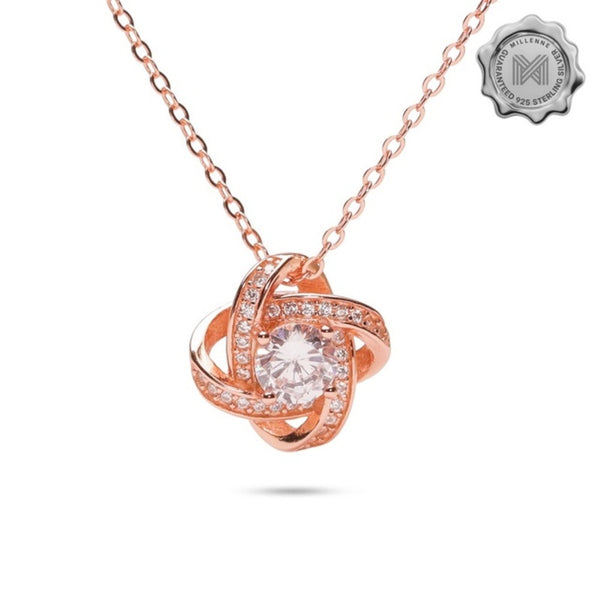 MILLENNE Made For The Night Diamonds are Forever Cubic Zirconia Rose Gold Necklace with 925 Sterling Silver