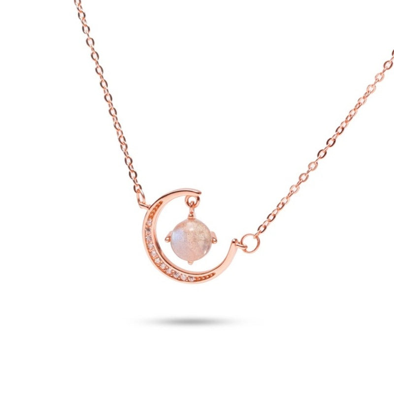 MILLENNE Millennia 2000 Sailor Moon Cubic Zirconia Rose Gold Necklace with 925 Sterling Silver