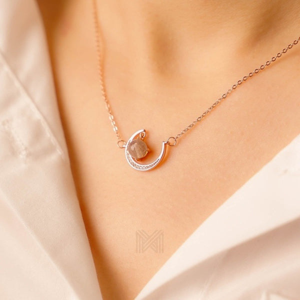 MILLENNE Millennia 2000 Sailor Moon Cubic Zirconia Rose Gold Necklace with 925 Sterling Silver