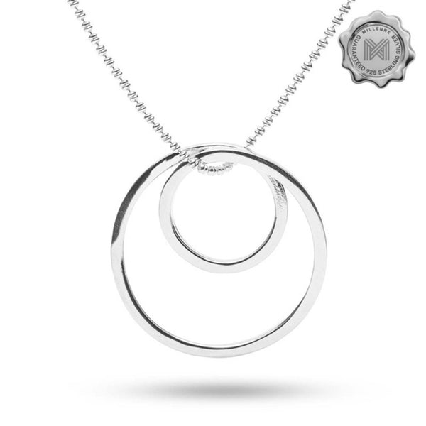 MILLENNE Minimal Dual Round Tube Silver Pendant with 925 Sterling Silver