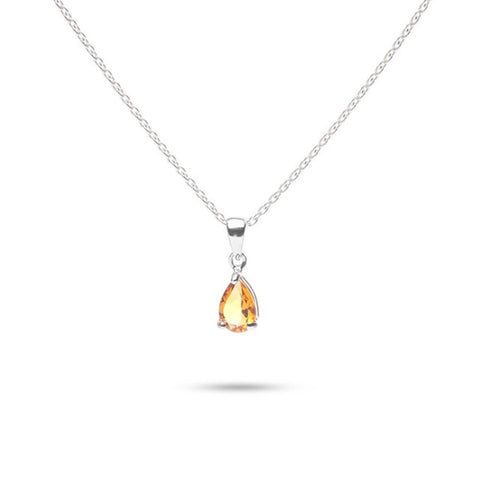 MILLENNE Multifaceted Citrine Stone Pear Shape Silver Pendant with 925 Sterling Silver