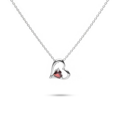 MILLENNE Multifaceted Gemstone in Heart Silver Pendant with 925 Sterling Silver