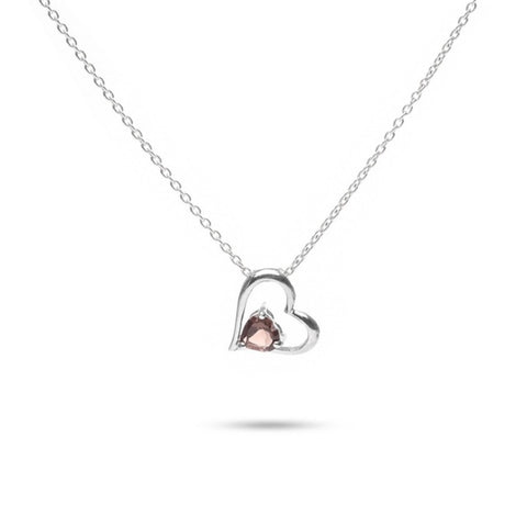 MILLENNE Multifaceted Gemstone in Heart Silver Pendant with 925 Sterling Silver