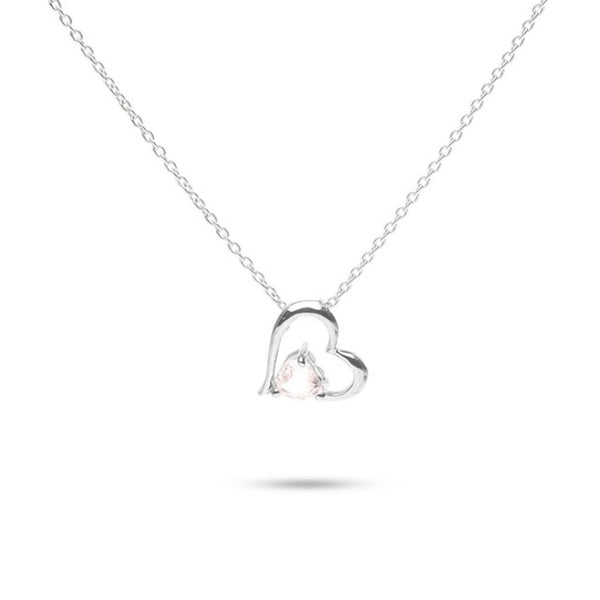 MILLENNE Multifaceted Cubic Zirconia in Heart Silver Pendant with 925 Sterling Silver