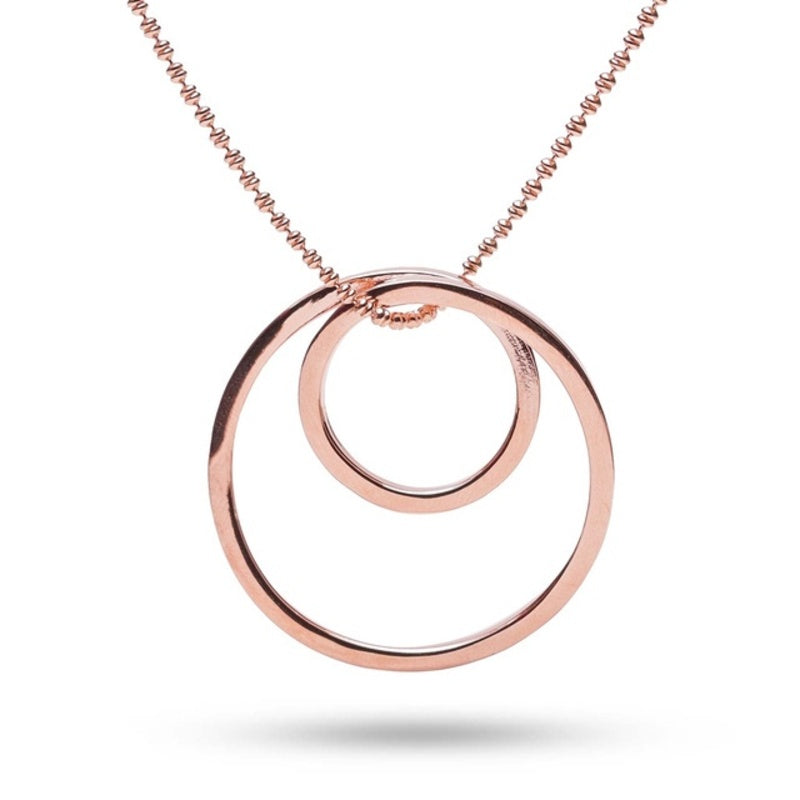 MILLENNE Minimal Dual Round Tube Rose Gold Pendant with 925 Sterling Silver