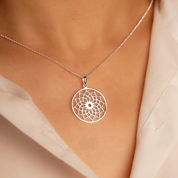 MILLENNE Millennia 2000 Floral Lotus Filigree Silver Pendant with 925 Sterling Silver