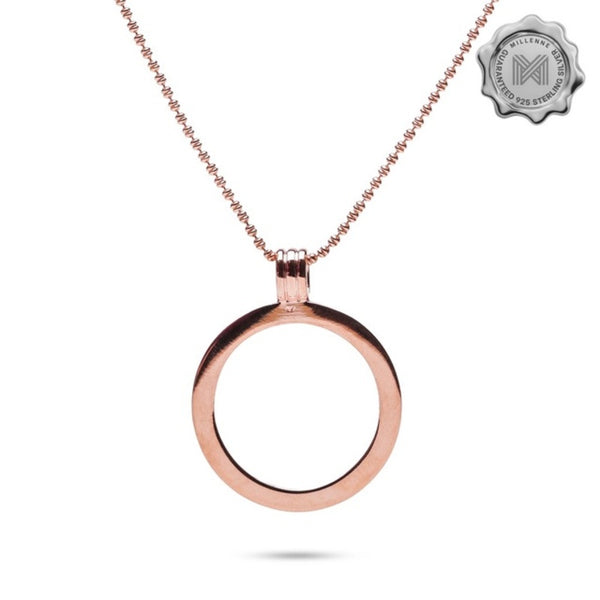 MILLENNE Minimal Classic Loop Rose Gold Pendant with 925 Sterling Silver