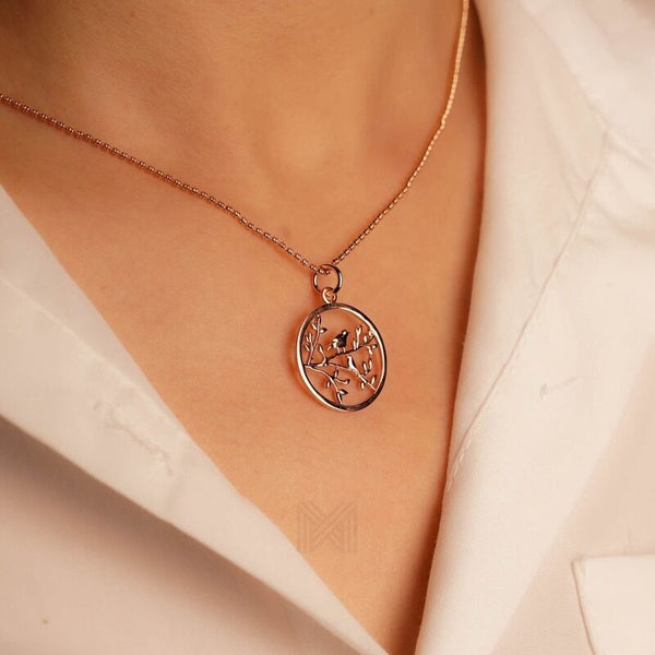 MILLENNE Millennia 2000 Birds Rose Gold Pendant with 925 Sterling Silver