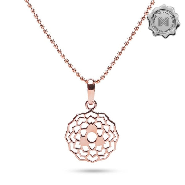 MILLENNE Millennia 2000 Flower Blossoms Rose Gold Pendant with 925 Sterling Silver