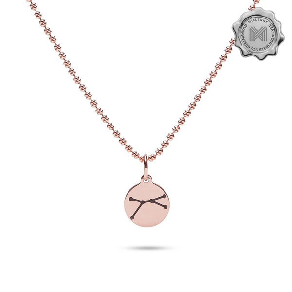 MILLENNE Match The Stars Cancer Celestial Constellation Rose Gold Pendant with 925 Sterling Silver