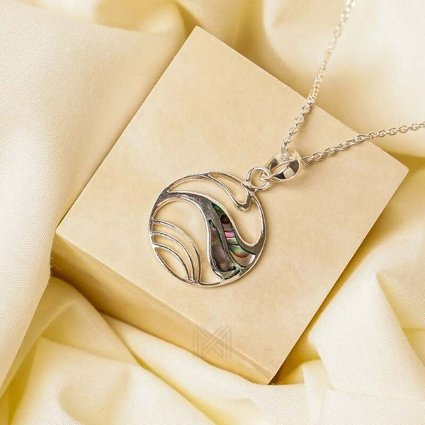 MILLENNE Millennia 2000 Abalone Shell Ocean Wave Silver Pendant with 925 Sterling Silver