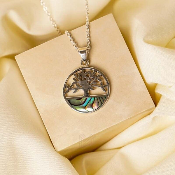 MILLENNE Millennia 2000 Abalone Shell Tree Of Life Silver Pendant with 925 Sterling Silver